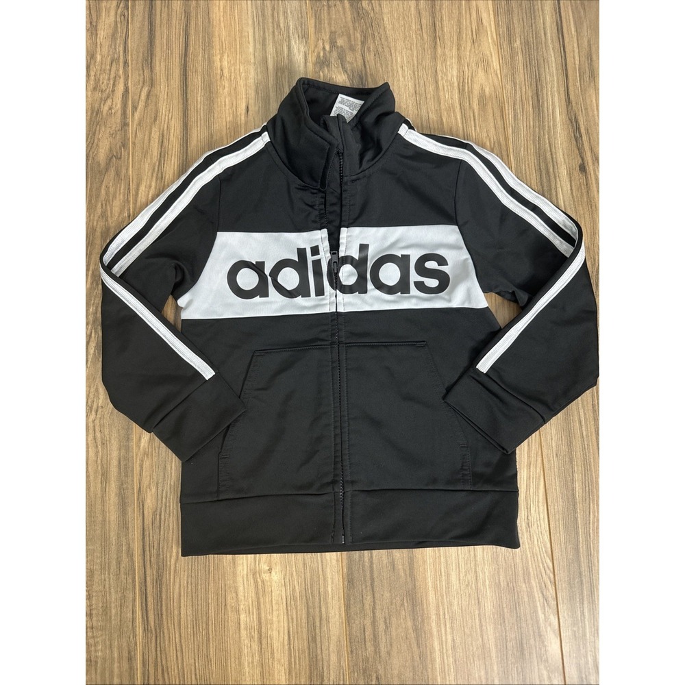 Adidas Boys Full Zip Sweater Size 3T Toddler Black / White